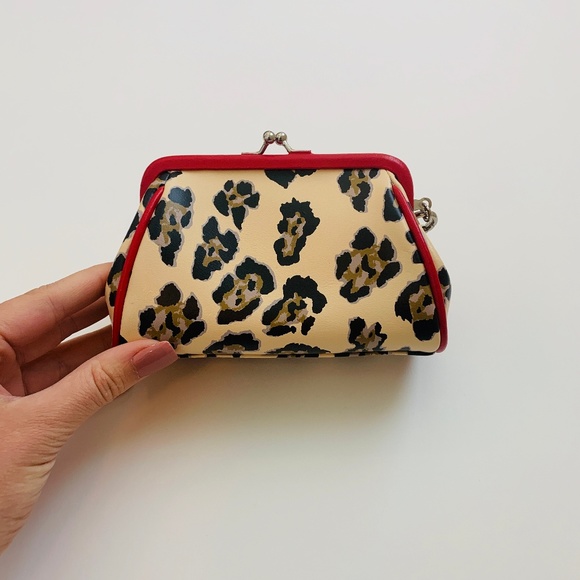 Baekgaard Cheetah Print with Red Trim Wristlet - Picture 1 of 6